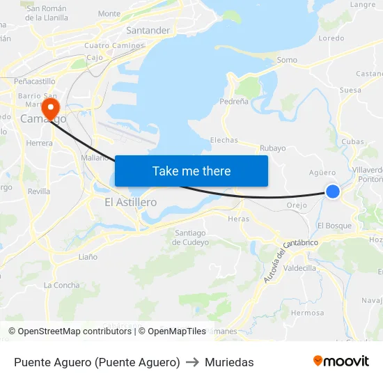 Puente Aguero (Puente Aguero) to Muriedas map
