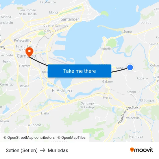 Setien (Setien) to Muriedas map