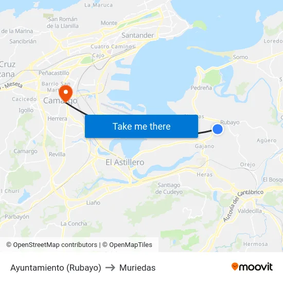Ayuntamiento (Rubayo) to Muriedas map