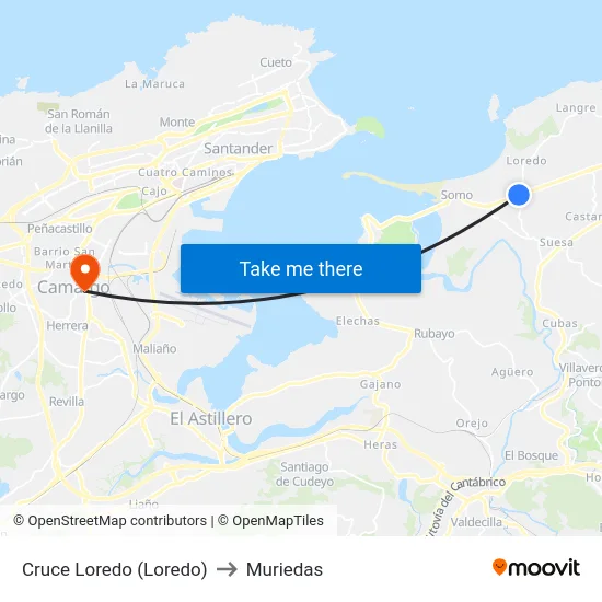 Cruce Loredo (Loredo) to Muriedas map