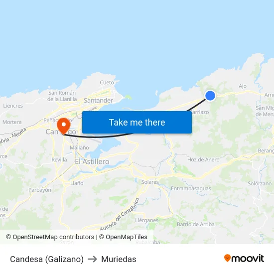 Candesa (Galizano) to Muriedas map