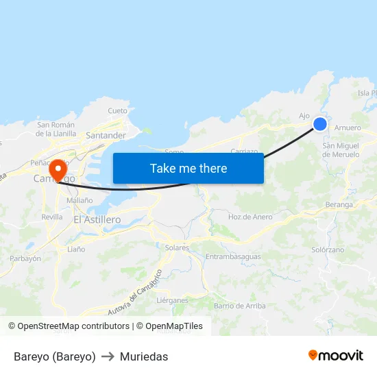 Bareyo (Bareyo) to Muriedas map
