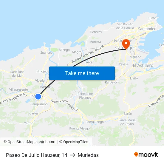 Paseo De Julio Hauzeur, 14 to Muriedas map