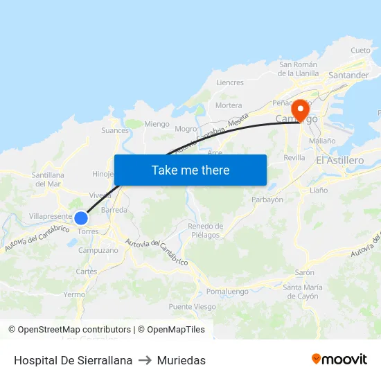 Hospital De Sierrallana to Muriedas map