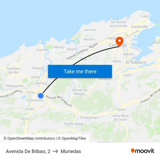 Avenida De Bilbao, 2 to Muriedas map