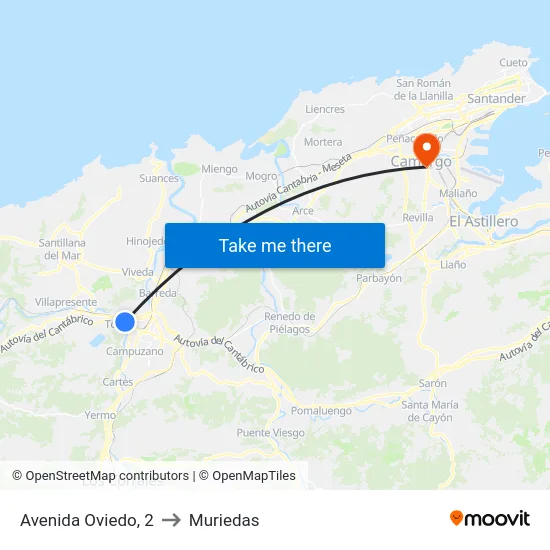 Avenida Oviedo, 2 to Muriedas map