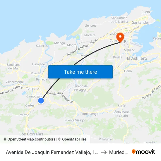 Avenida De Joaquin Fernandez Vallejo, 130 to Muriedas map