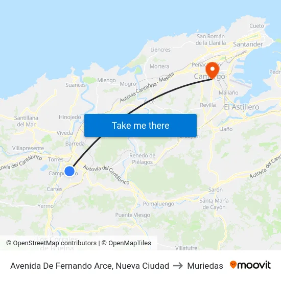 Avenida De Fernando Arce, Nueva Ciudad to Muriedas map