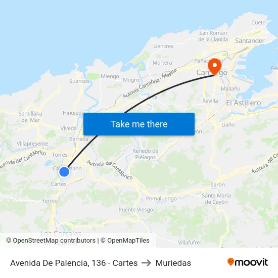 Avenida De Palencia, 136 - Cartes to Muriedas map