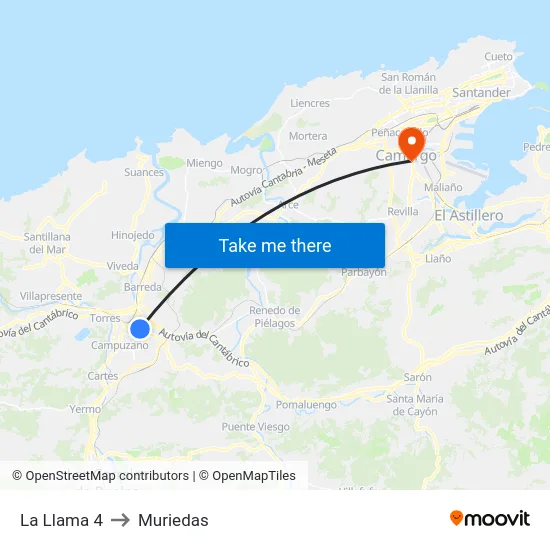 La Llama 4 to Muriedas map