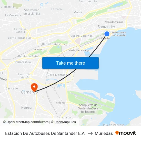 Estación De Autobuses De Santander E.A. to Muriedas map