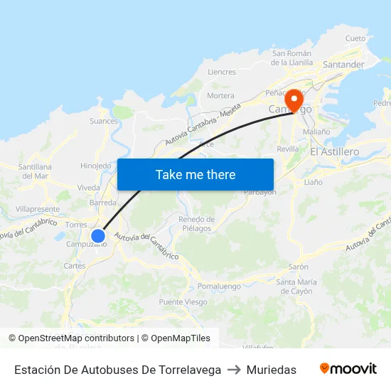 Estación De Autobuses De Torrelavega to Muriedas map