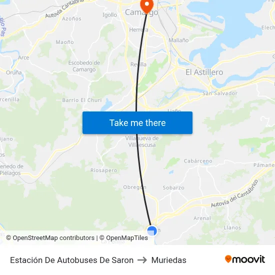 Estación De Autobuses De Saron to Muriedas map