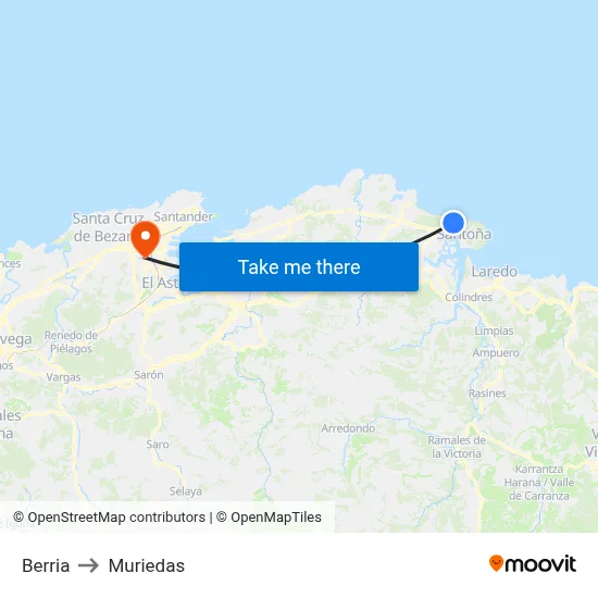 Berria to Muriedas map