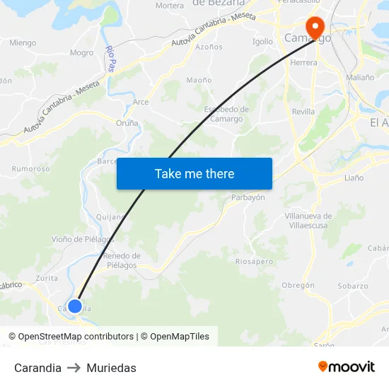 Carandia to Muriedas map
