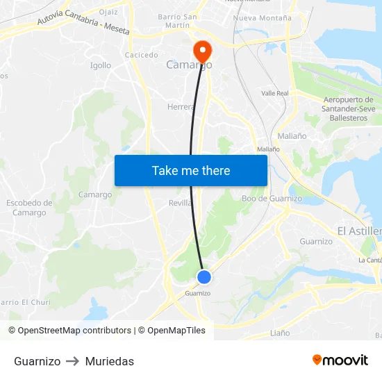 Guarnizo to Muriedas map