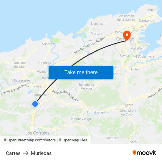 Cartes to Muriedas map