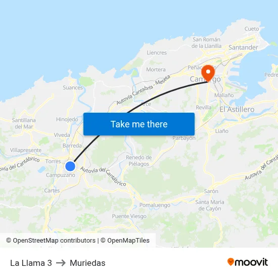 La Llama 3 to Muriedas map