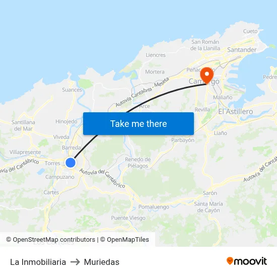 La Inmobiliaria to Muriedas map