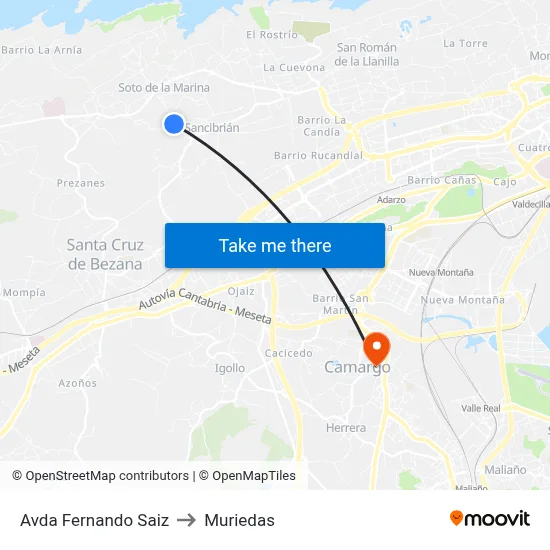Avda Fernando Saiz to Muriedas map