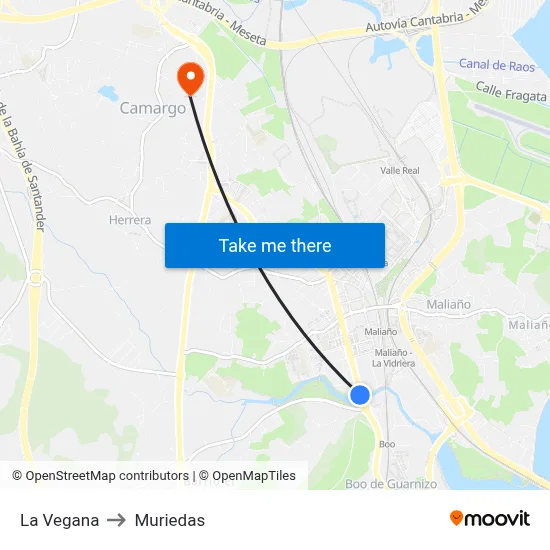 La Vegana to Muriedas map