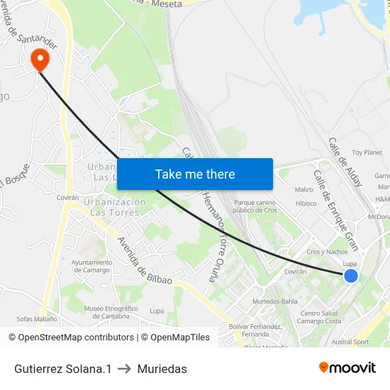 Gutierrez Solana.1 to Muriedas map