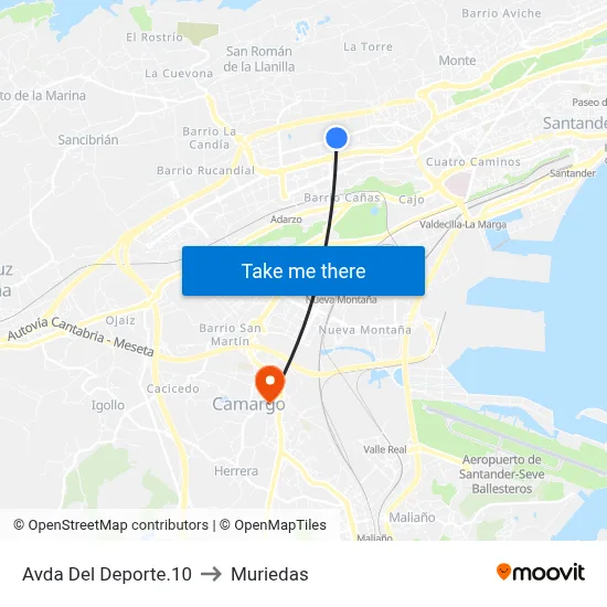 Avda Del Deporte.10 to Muriedas map