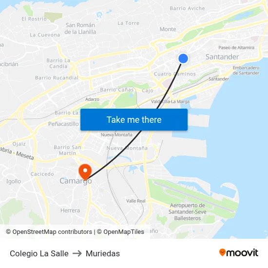 Colegio La Salle to Muriedas map