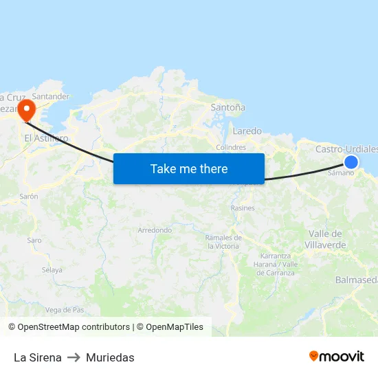 La Sirena to Muriedas map