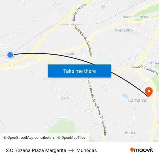 S.C.Bezana Plaza Margarita to Muriedas map