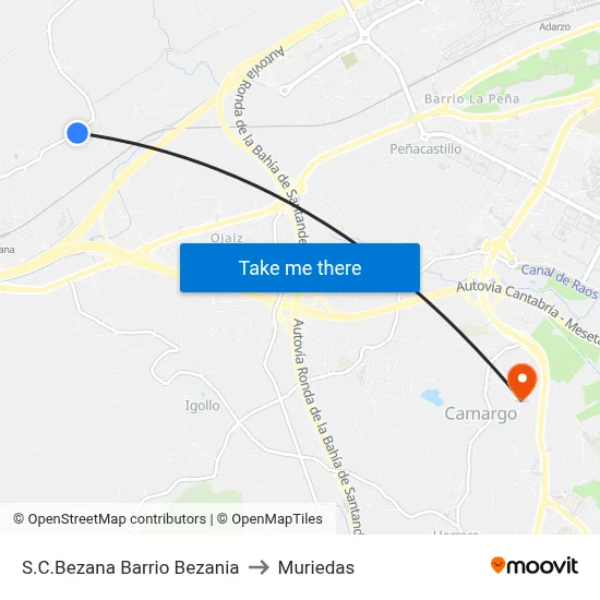 S.C.Bezana Barrio Bezania to Muriedas map