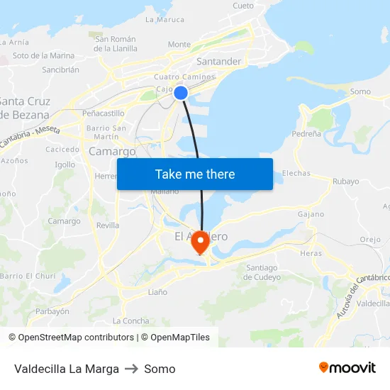 Valdecilla La Marga to Somo map