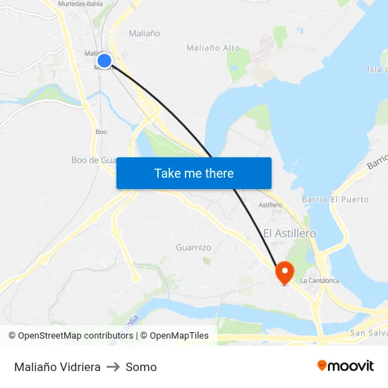 Maliaño Vidriera to Somo map