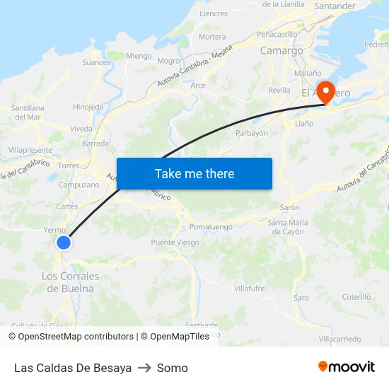 Las Caldas De Besaya to Somo map