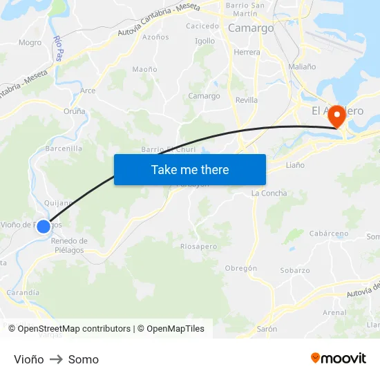 Vioño to Somo map