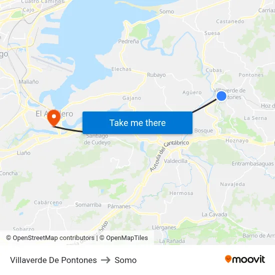 Villaverde De Pontones to Somo map