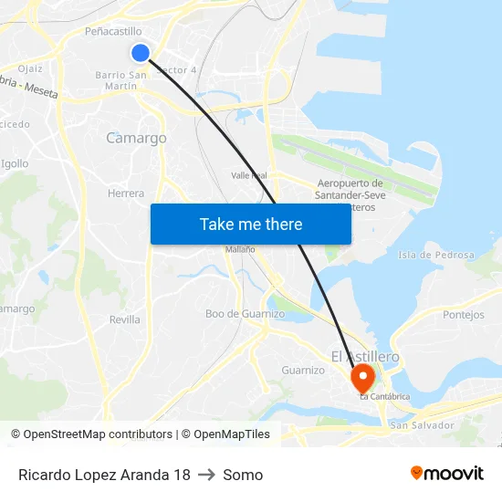 Ricardo Lopez Aranda 18 to Somo map