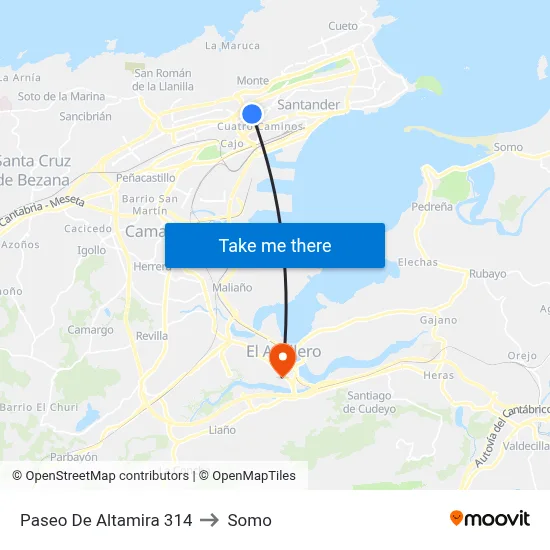 Paseo De Altamira 314 to Somo map