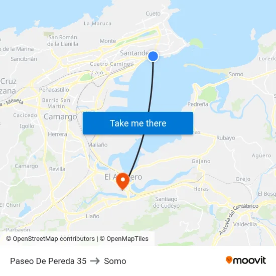 Paseo De Pereda 35 to Somo map