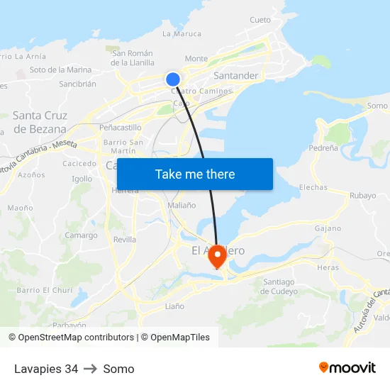 Lavapies 34 to Somo map