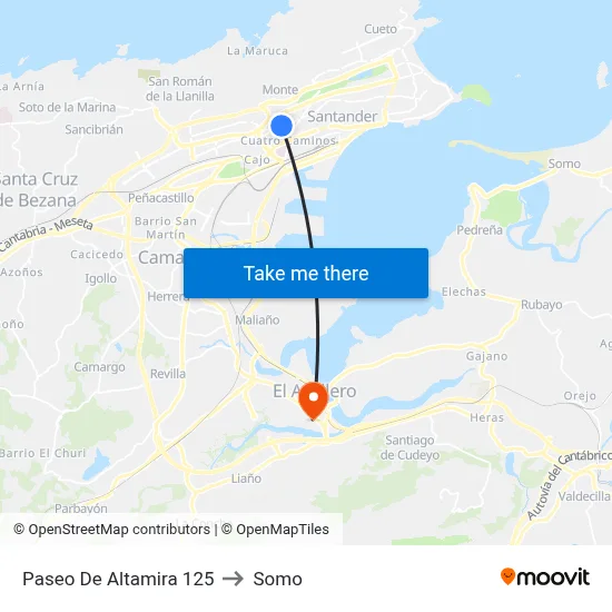 Paseo De Altamira 125 to Somo map