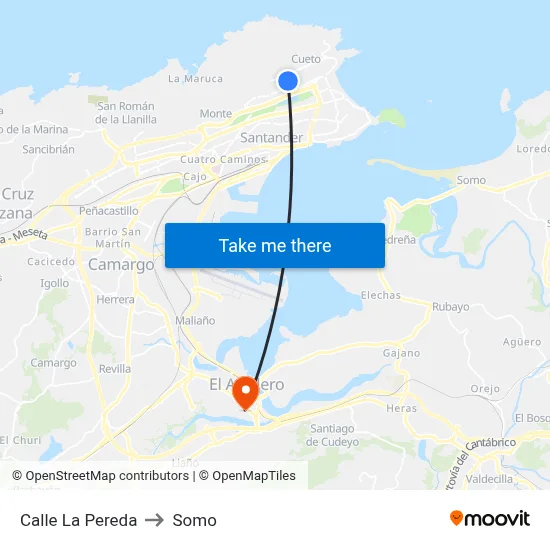 Calle La Pereda to Somo map