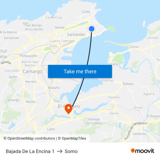 Bajada De La Encina 1 to Somo map