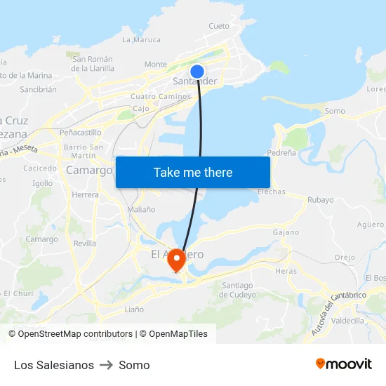 Los Salesianos to Somo map