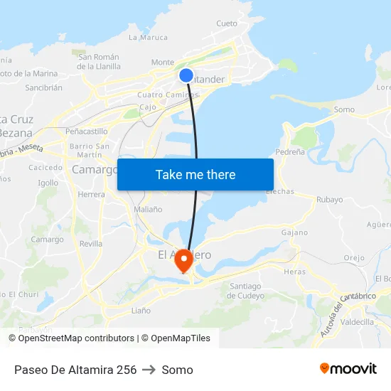 Paseo De Altamira 256 to Somo map