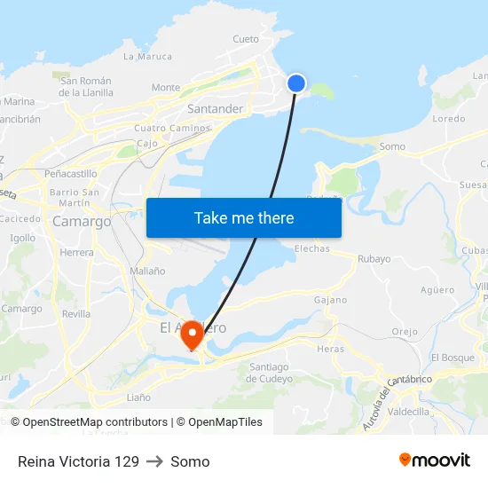 Reina Victoria 129 to Somo map