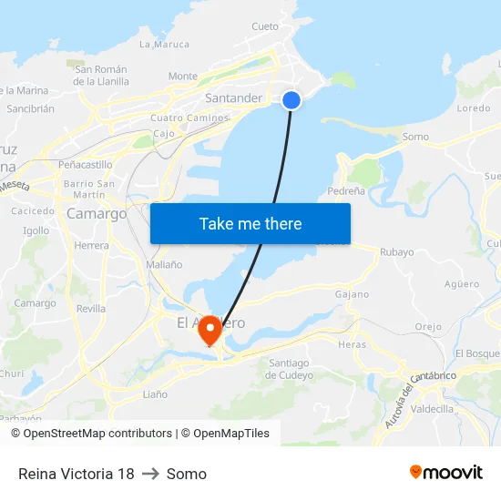 Reina Victoria 18 to Somo map