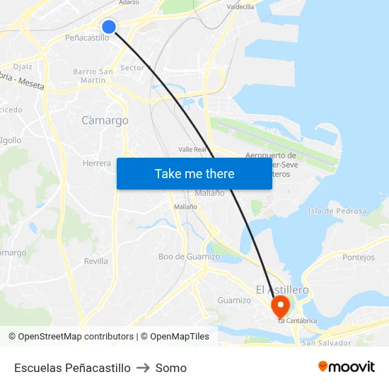 Escuelas Peñacastillo to Somo map