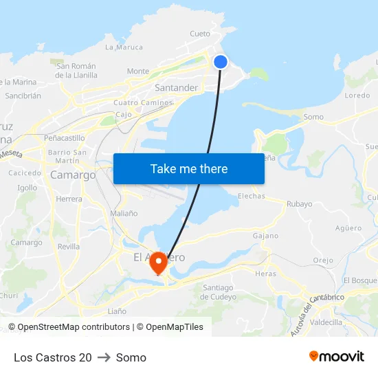 Los Castros 20 to Somo map