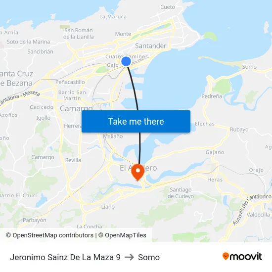 Jeronimo Sainz De La Maza 9 to Somo map